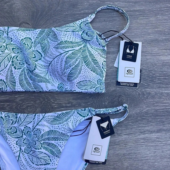 Rip Curl Rio Floral One Shoulder Crop & Cheeky Coverage Bottoms, teal - Picture 16 of 16